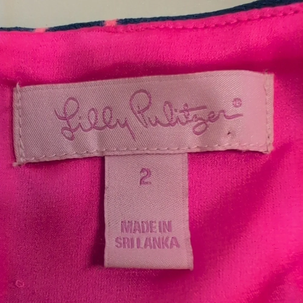Lilly Pulitzer Donna Sleeveless Romper Shift Dress Night Caw Blue Pink Size 2 - Picture 6 of 8